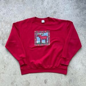 Vintage 90’s Christmas Moose Crewneck Sweater